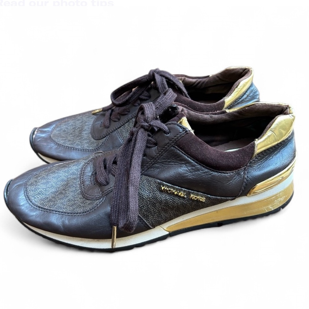 Michael Kors Brown and Gold Sneakers